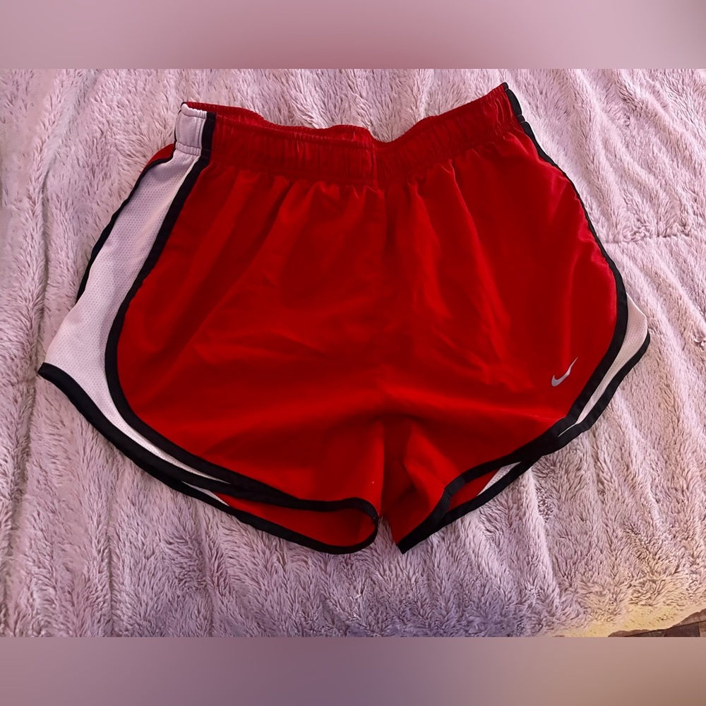Nike Women's Red and White Athletic Shorts